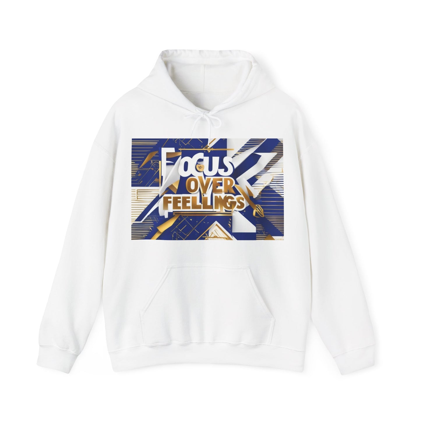 boostlete-am-crew-type-focus-over-feelings-banner-geometric-0169 — Unisex Heavy Blend Hooded Sweatshirt (Gildan)