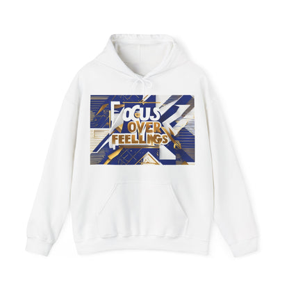 boostlete-am-crew-type-focus-over-feelings-banner-geometric-0169 — Unisex Heavy Blend Hooded Sweatshirt (Gildan)