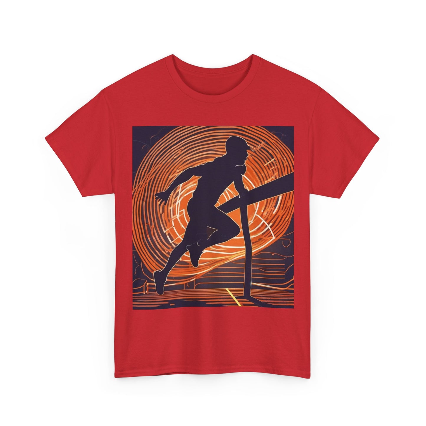 boostlete-iron-intent-scene-hurdler-neon-modern-0264 — Unisex Heavy Cotton Tee (Gildan 5000)