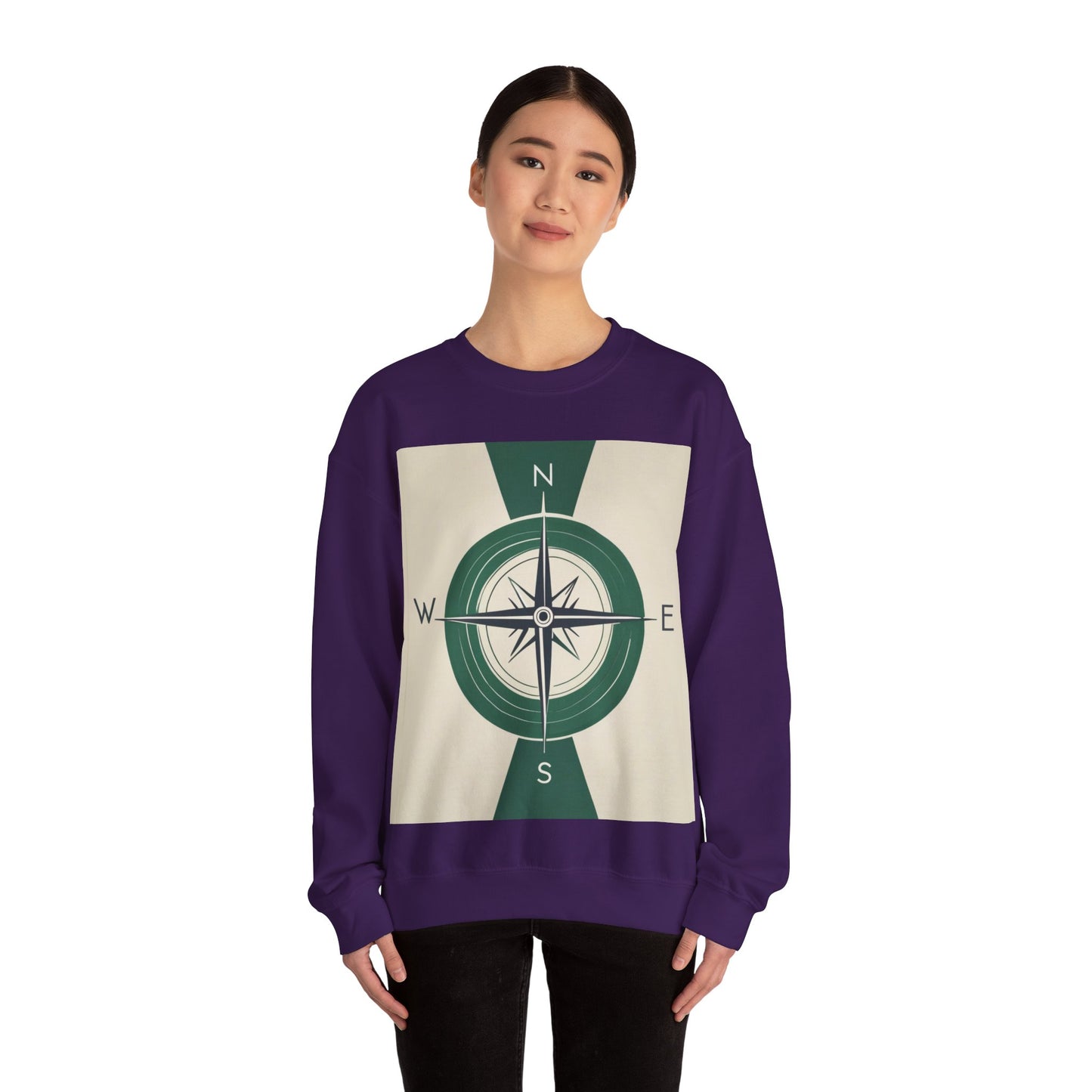boostlete-iron-intent-icon-compass-soft-blueprint-0614 — Unisex Heavy Blend Crewneck (G18000)