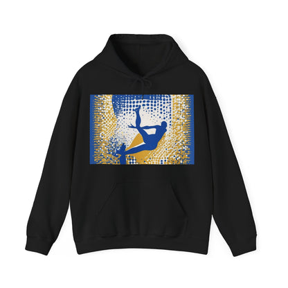 boostlete-field-day-icon-swimmer-halftone-paper-0246 — Unisex Heavy Blend Hooded Sweatshirt (Gildan)