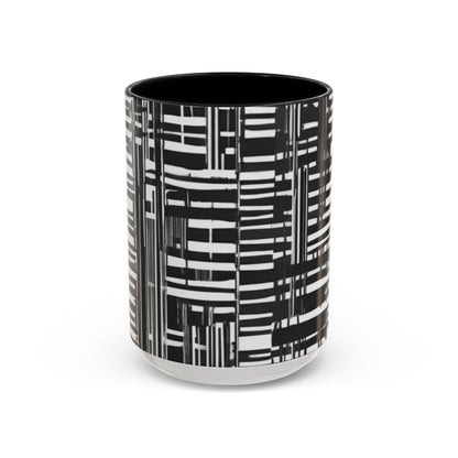 boostlete-iron-intent-pattern-barcode-line-art-0599 — Accent Mug 11/15oz