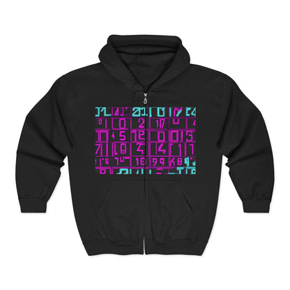 boostlete-iron-intent-pattern-plate-number-retro-0227 — Unisex Heavy Blend Full-Zip Hooded Sweatshirt