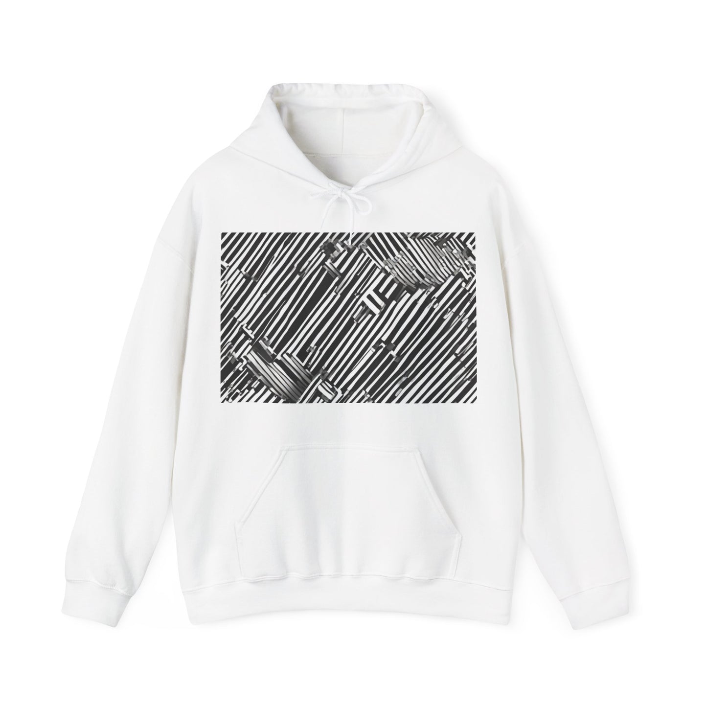boostlete-mile-by-mile-pattern-barcode-monoline-0059 — Unisex Heavy Blend Hooded Sweatshirt (Gildan)