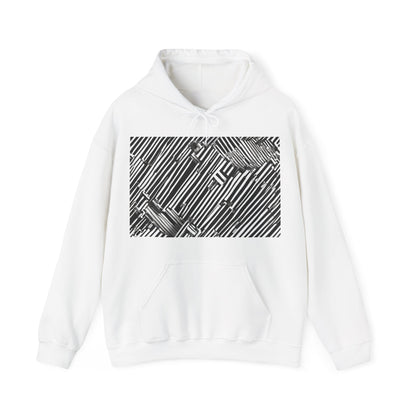 boostlete-mile-by-mile-pattern-barcode-monoline-0059 — Unisex Heavy Blend Hooded Sweatshirt (Gildan)