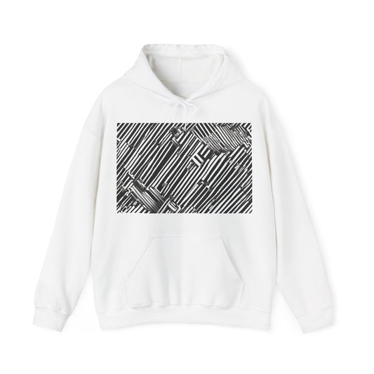 boostlete-mile-by-mile-pattern-barcode-monoline-0059 — Unisex Heavy Blend Hooded Sweatshirt (Gildan)