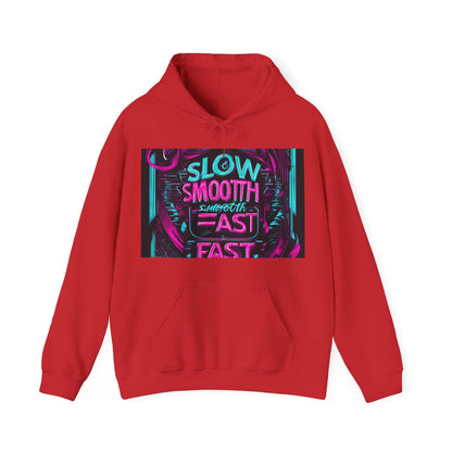 boostlete-recovery-progress-type-slow-is-smooth-smooth-is-fast-banner-engraved-0181 — Unisex Heavy Blend Hooded Sweatshirt (Gildan)