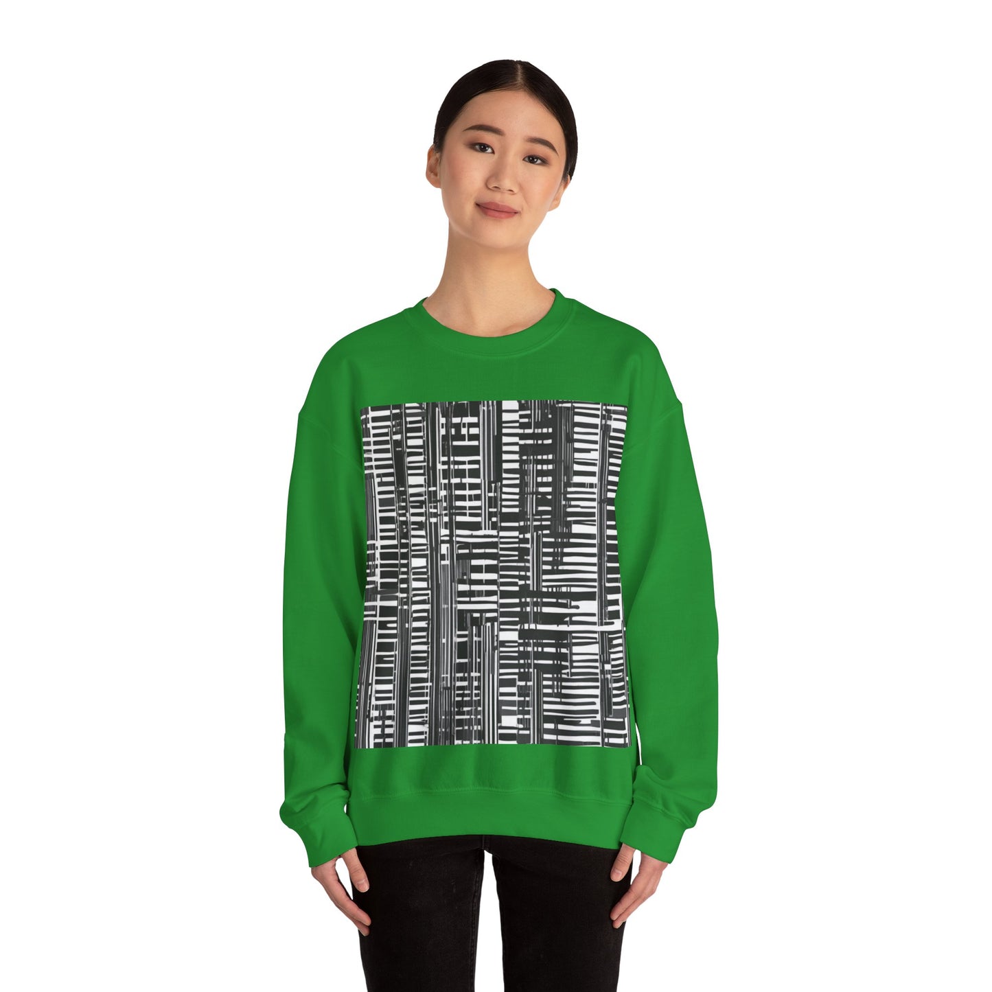 boostlete-iron-intent-pattern-barcode-line-art-0599 — Unisex Heavy Blend Crewneck (G18000)