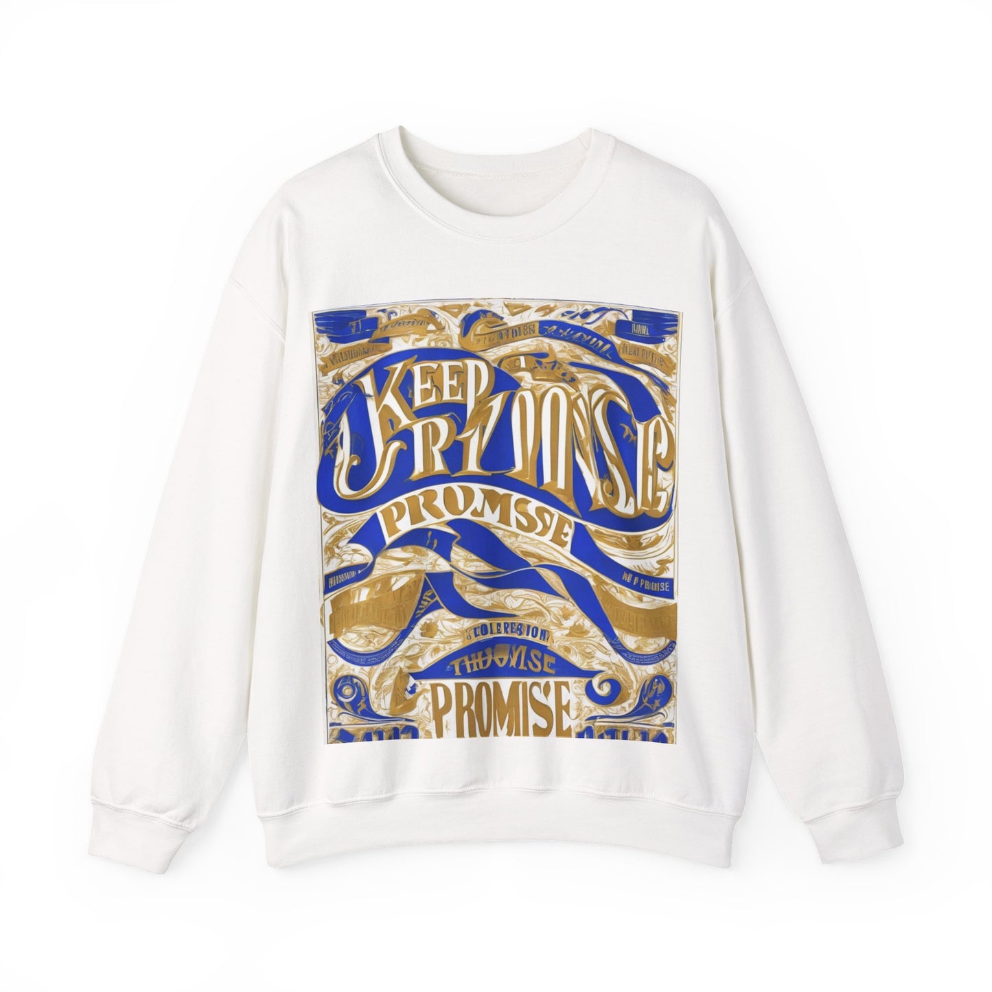 boostlete-am-crew-type-keep-the-promise-split-engraved-0101 — Unisex Heavy Blend Crewneck Sweatshirt (Gildan)