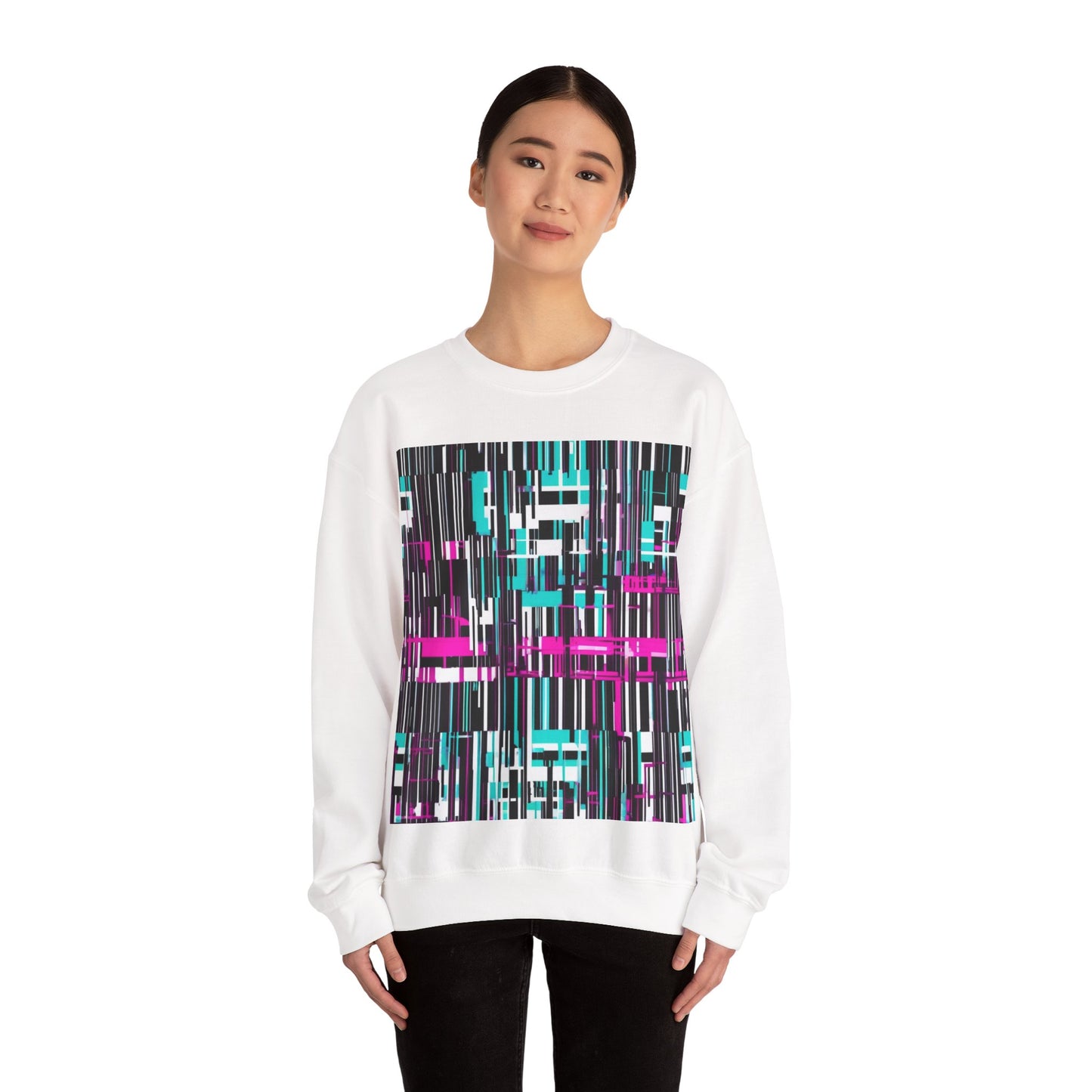 boostlete-am-crew-pattern-barcode-bold-0023 — Unisex Heavy Blend Crewneck Sweatshirt (Gildan)
