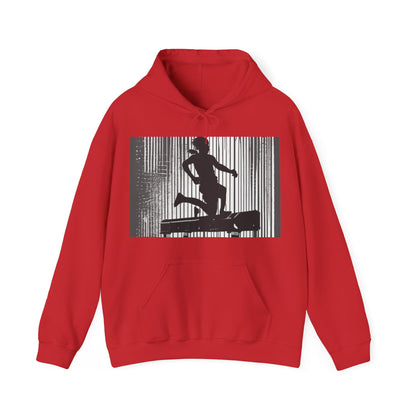 boostlete-am-crew-scene-hurdler-halftone-badge-0956 — Unisex Heavy Blend Hoodie (G18500)