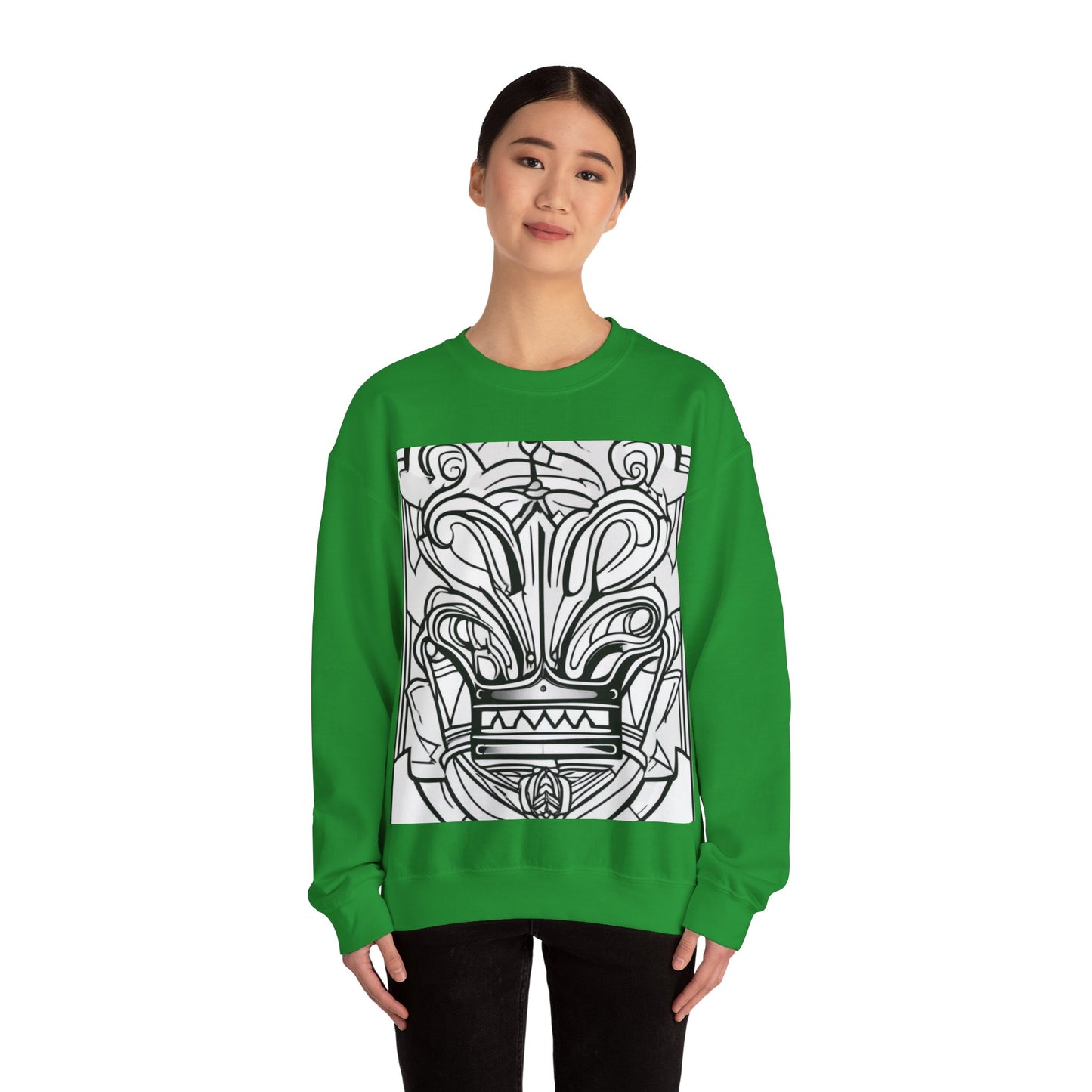 boostlete-boost-mode-icon-crown-offset-line-art-0190 — Unisex Heavy Blend Crewneck Sweatshirt (Gildan)