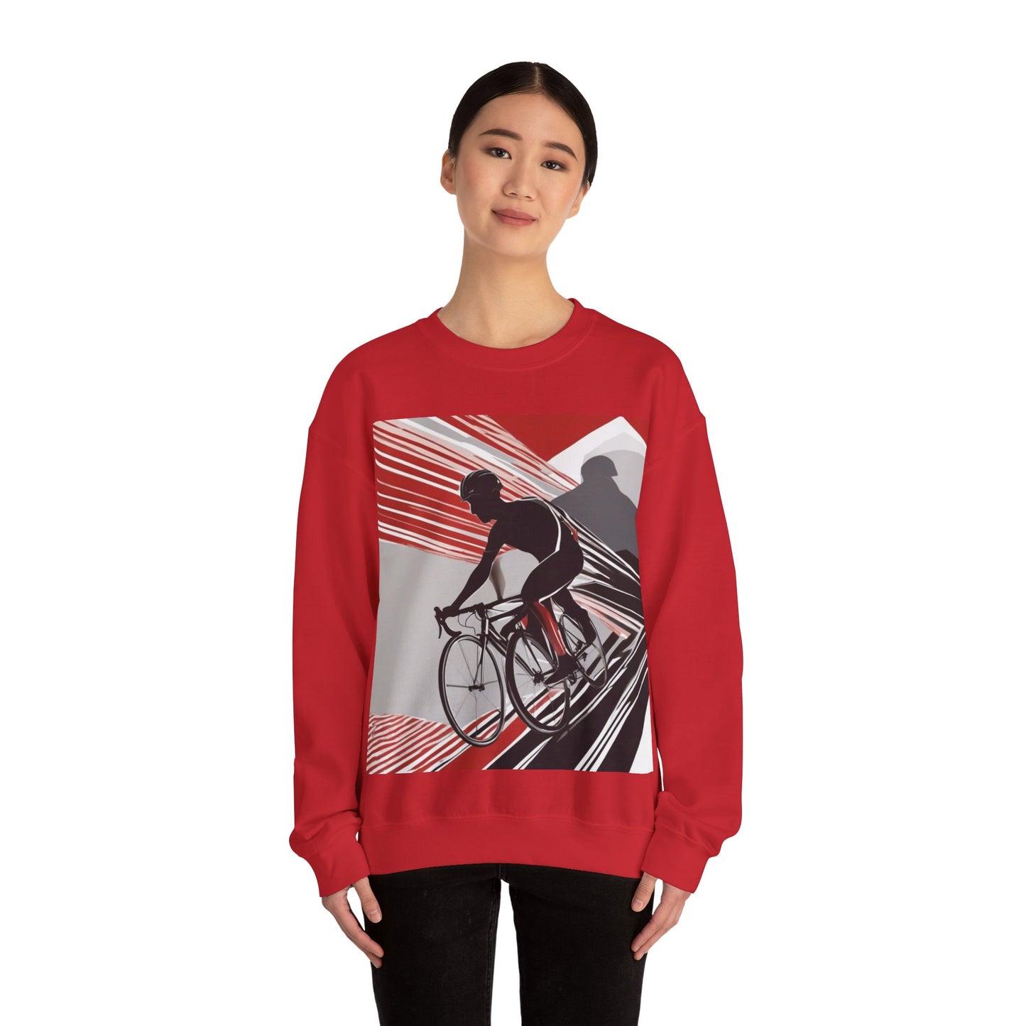 boostlete-boost-mode-scene-cyclist-speed-geometric-0208 — Unisex Heavy Blend Crewneck Sweatshirt (Gildan)
