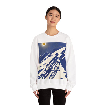 boostlete-am-crew-scene-cyclist-offset-bold-0008 — Unisex Heavy Blend Crewneck Sweatshirt (Gildan)