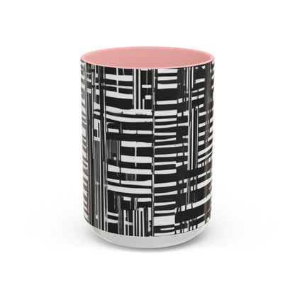 boostlete-iron-intent-pattern-barcode-line-art-0599 — Accent Mug 11/15oz
