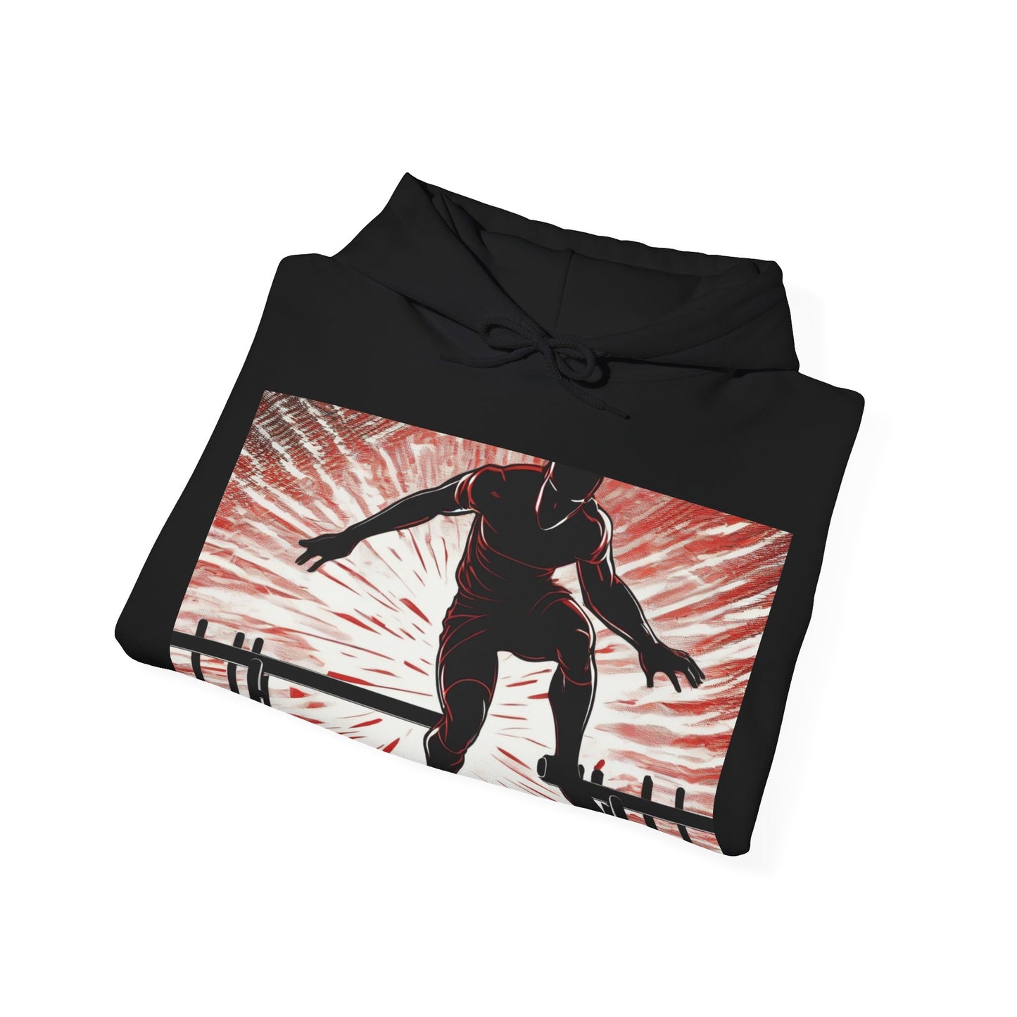 boostlete-recovery-progress-scene-hurdler-halftone-engraved-0212 — Unisex Heavy Blend Hooded Sweatshirt (Gildan)