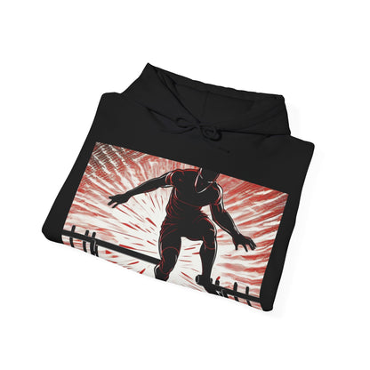 boostlete-recovery-progress-scene-hurdler-halftone-engraved-0212 — Unisex Heavy Blend Hooded Sweatshirt (Gildan)