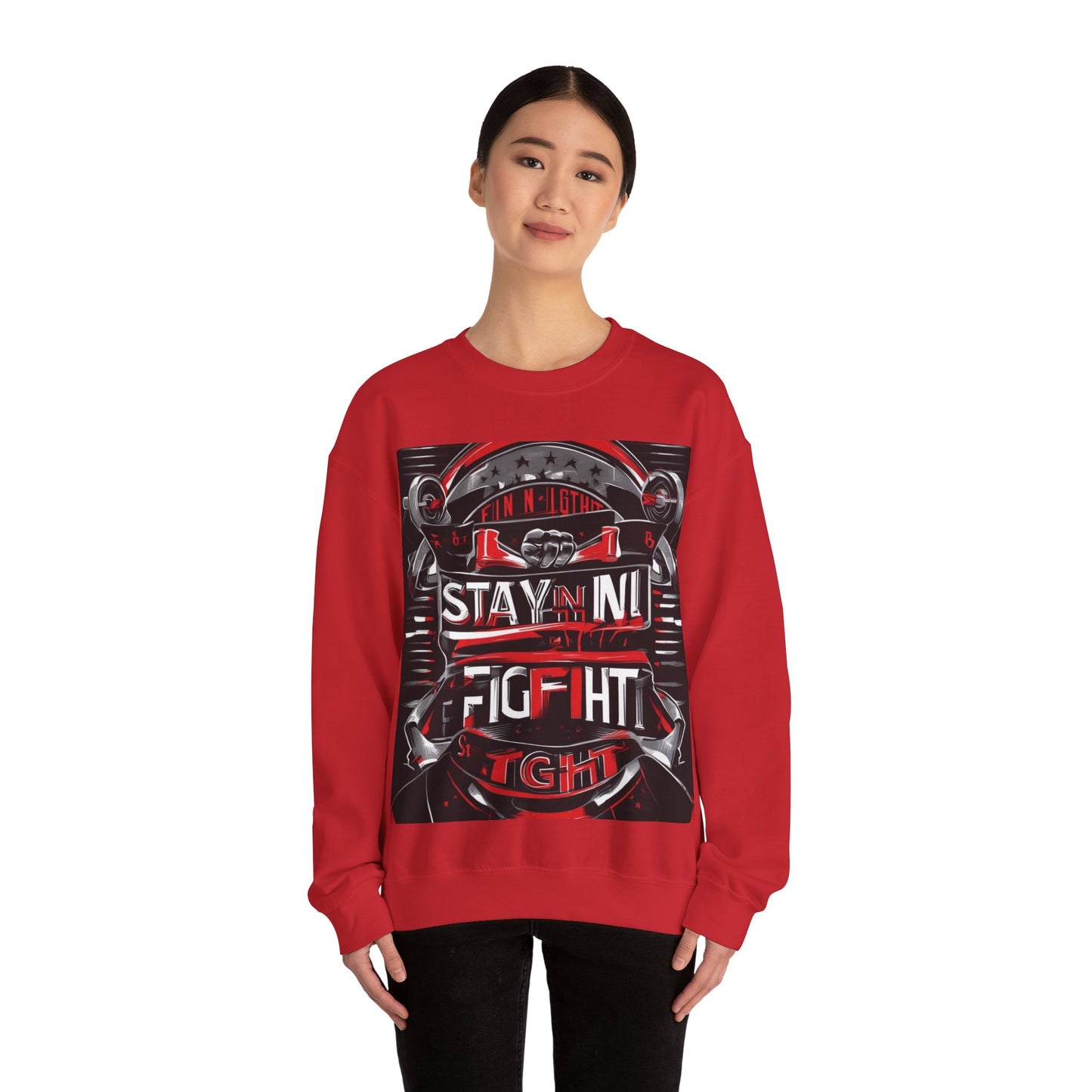 boostlete-rise-grind-type-stay-in-the-fight-banner-retro-1441 — Unisex Heavy Blend Crewneck (G18000)