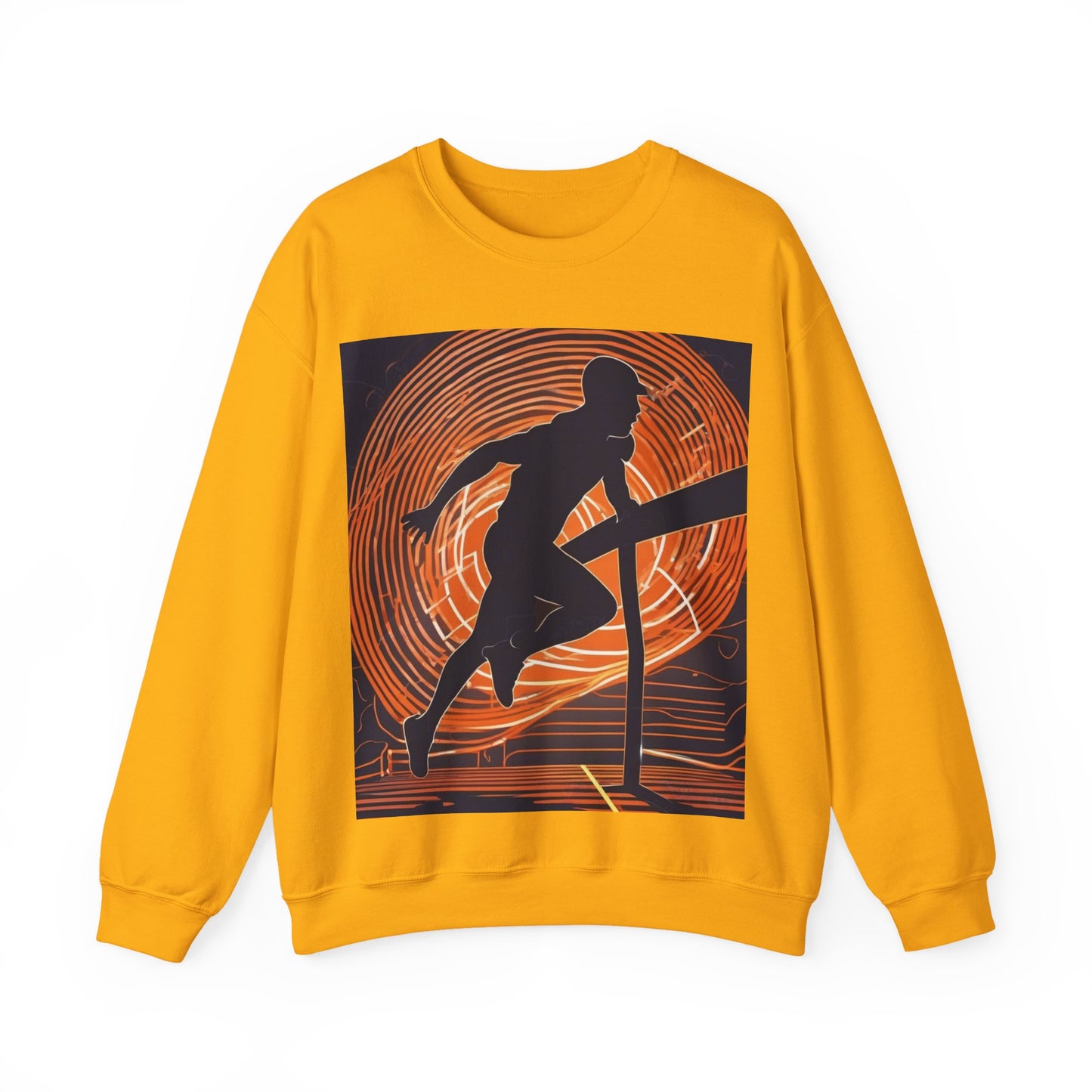 boostlete-iron-intent-scene-hurdler-neon-modern-0264 — Unisex Heavy Blend Crewneck Sweatshirt (Gildan)
