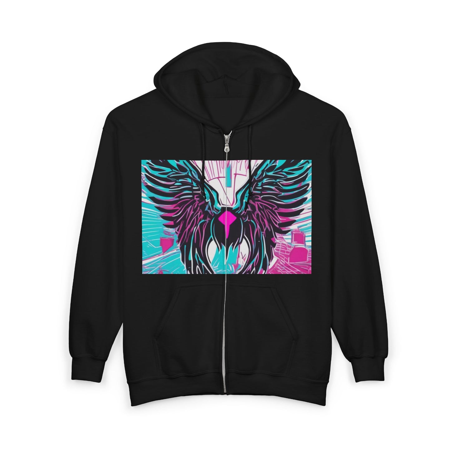 boostlete-am-crew-icon-wings-outline-line-art-0282 — Unisex Heavy Blend Full-Zip Hooded Sweatshirt