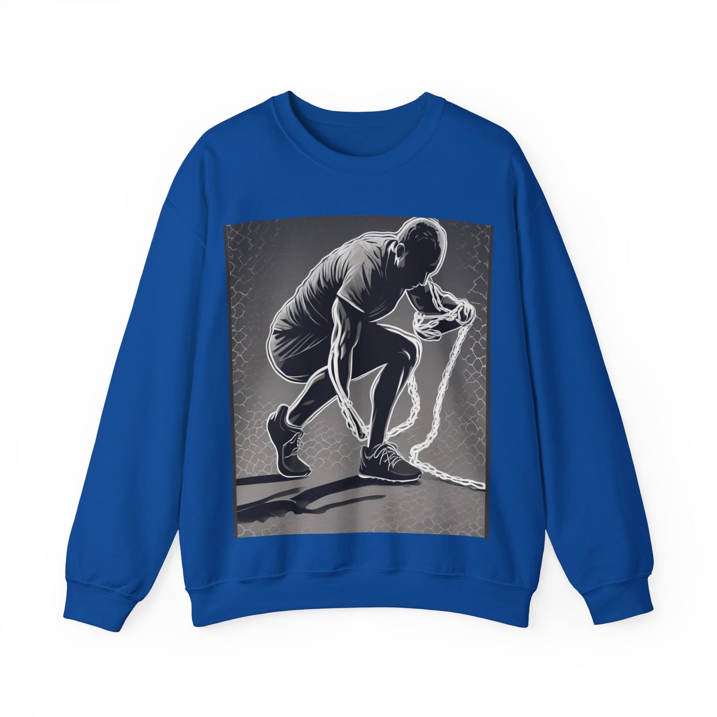 boostlete-recovery-progress-scene-runner-halftone-engraved-0068 — Unisex Heavy Blend Crewneck Sweatshirt (Gildan)