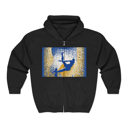 boostlete-field-day-icon-swimmer-halftone-paper-0246 — Unisex Heavy Blend Full-Zip Hooded Sweatshirt