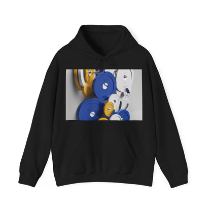 boostlete-field-day-icon-barbell-offset-geometric-0150 — Unisex Heavy Blend Hooded Sweatshirt (Gildan)