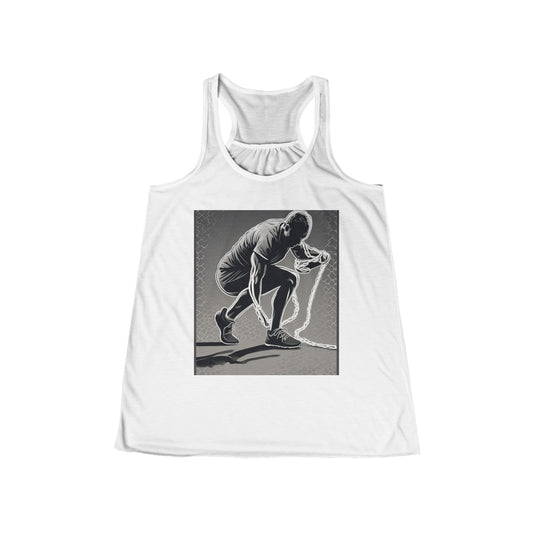 boostlete-recovery-progress-scene-runner-halftone-engraved-0068 — Women's Flowy Racerback Tank (B+C 8800)