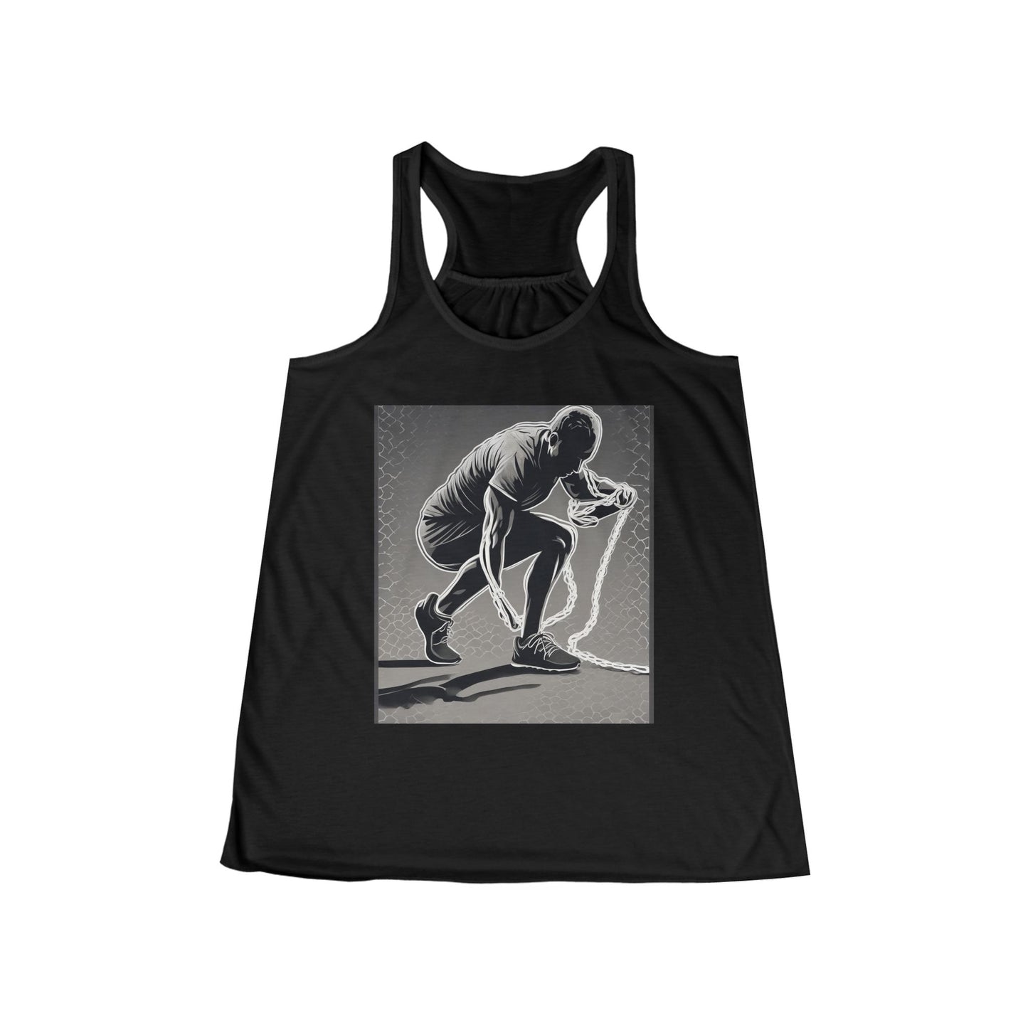 boostlete-recovery-progress-scene-runner-halftone-engraved-0068 — Women's Flowy Racerback Tank (B+C 8800)