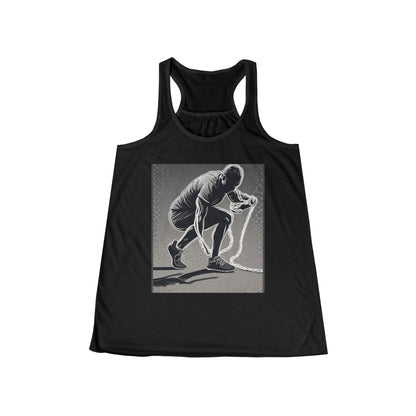 boostlete-recovery-progress-scene-runner-halftone-engraved-0068 — Women's Flowy Racerback Tank (B+C 8800)