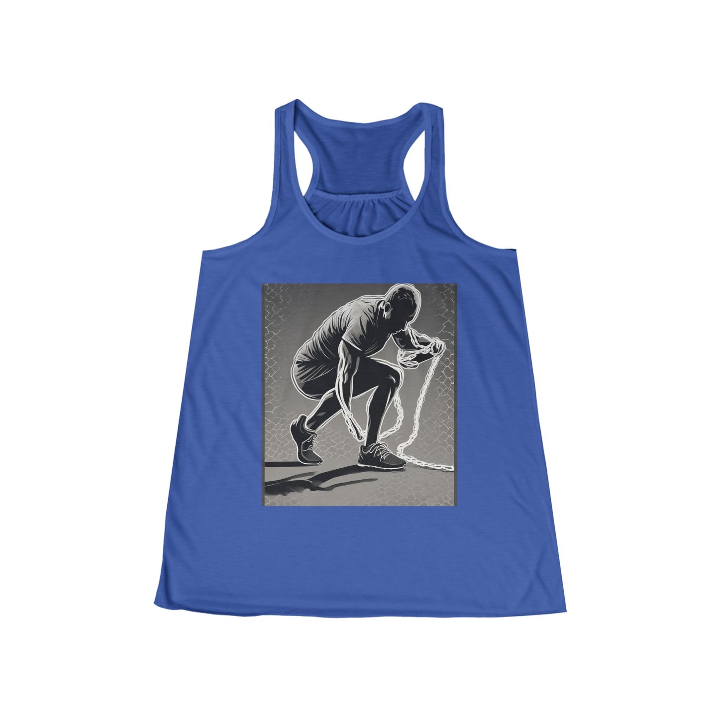 boostlete-recovery-progress-scene-runner-halftone-engraved-0068 — Women's Flowy Racerback Tank (B+C 8800)