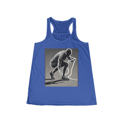 boostlete-recovery-progress-scene-runner-halftone-engraved-0068 — Women's Flowy Racerback Tank (B+C 8800)