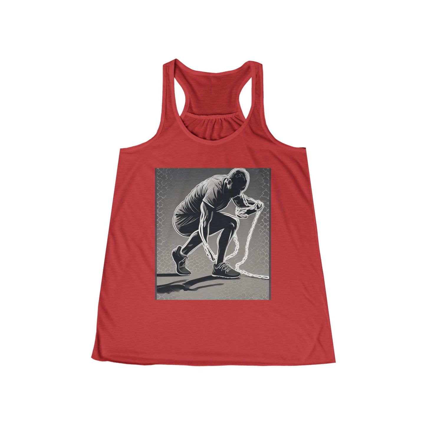 boostlete-recovery-progress-scene-runner-halftone-engraved-0068 — Women's Flowy Racerback Tank (B+C 8800)