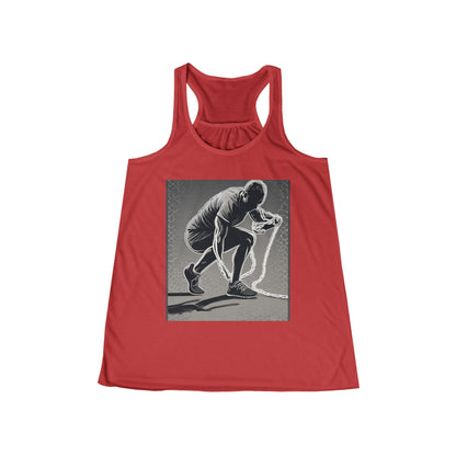 boostlete-recovery-progress-scene-runner-halftone-engraved-0068 — Women's Flowy Racerback Tank (B+C 8800)