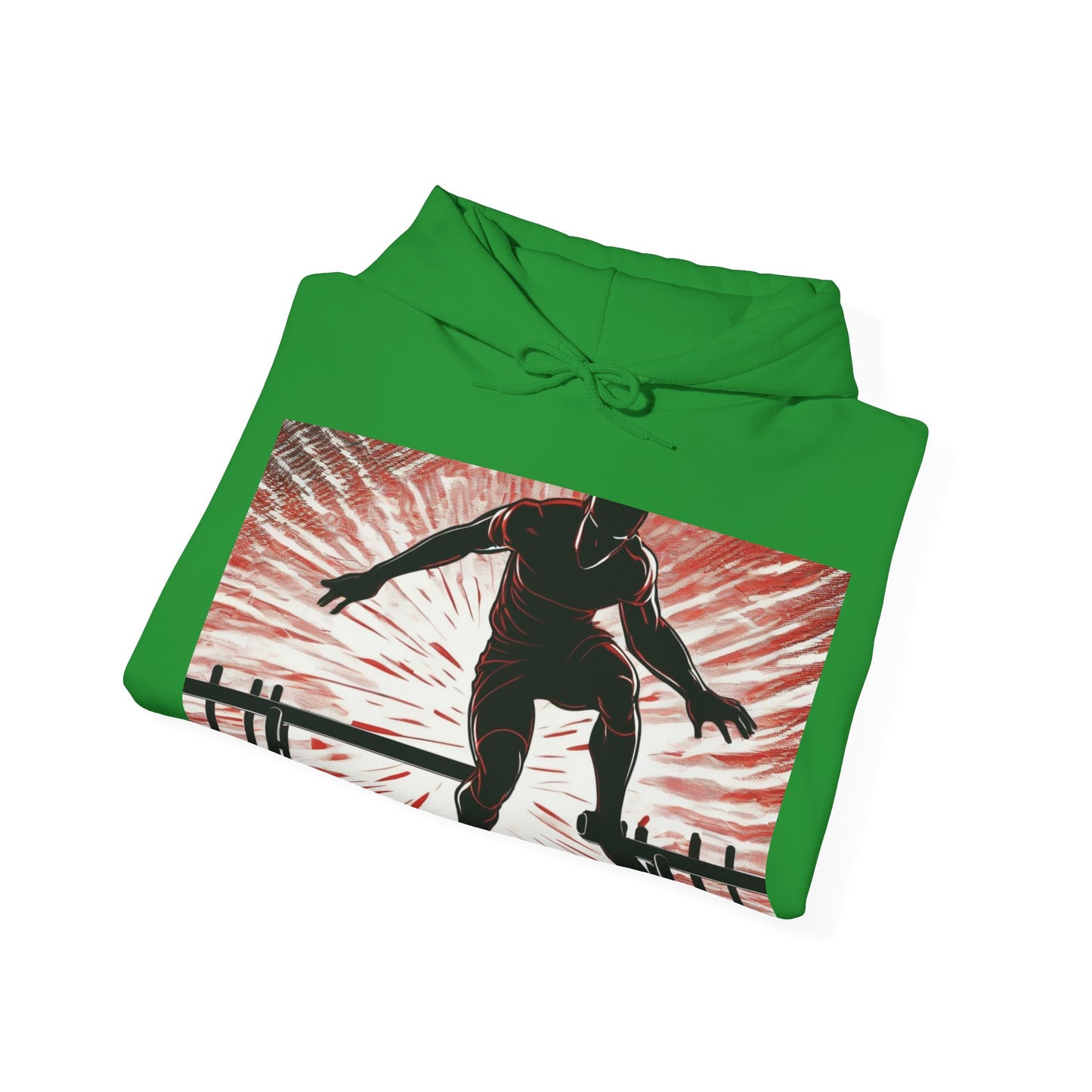 boostlete-recovery-progress-scene-hurdler-halftone-engraved-0212 — Unisex Heavy Blend Hooded Sweatshirt (Gildan)