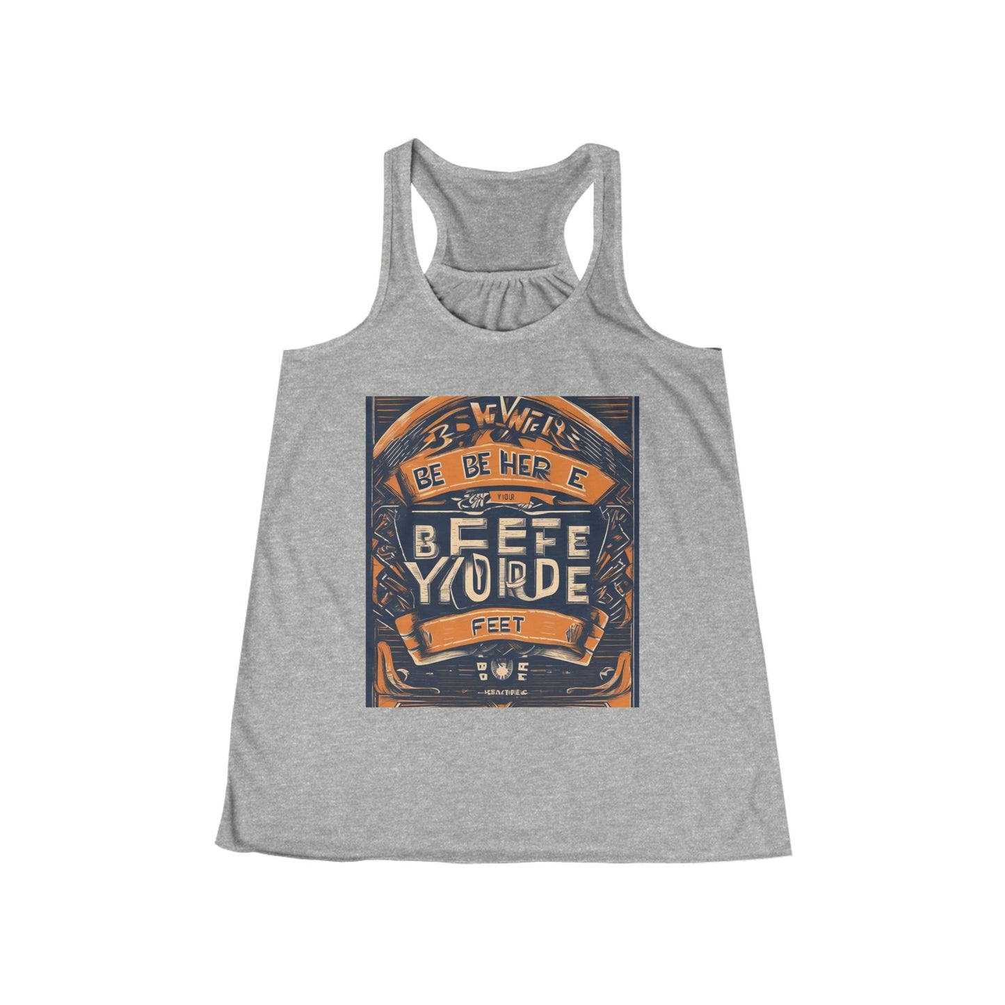 boostlete-field-day-type-be-where-your-feet-are-banner-engraved-0029 — Women's Flowy Racerback Tank (B+C 8800)