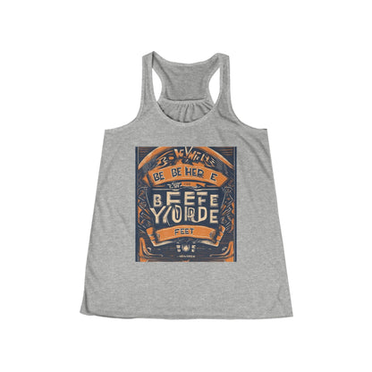 boostlete-field-day-type-be-where-your-feet-are-banner-engraved-0029 — Women's Flowy Racerback Tank (B+C 8800)