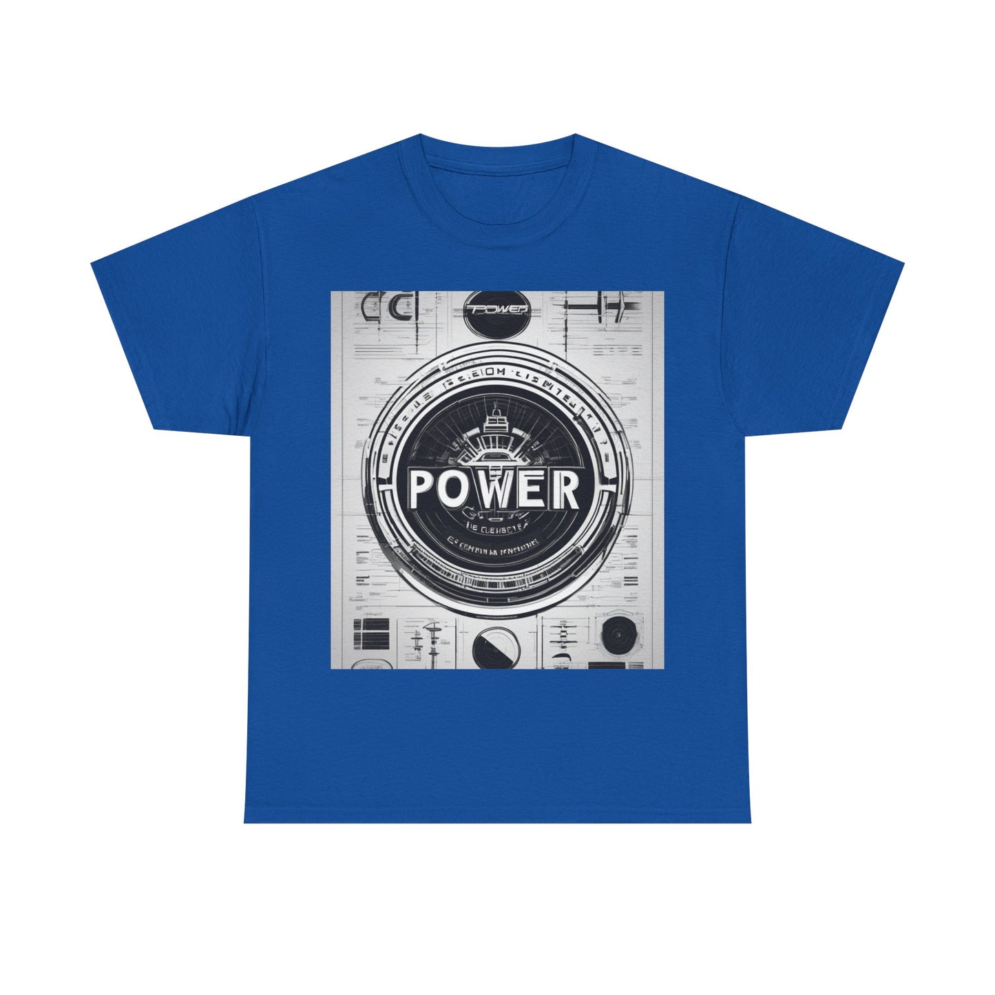 boostlete-boost-mode-type-power-in-quiet-badge-blueprint-0245 — Unisex Heavy Cotton Tee (Gildan 5000)