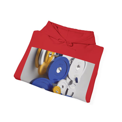 boostlete-field-day-icon-barbell-offset-geometric-0150 — Unisex Heavy Blend Hooded Sweatshirt (Gildan)