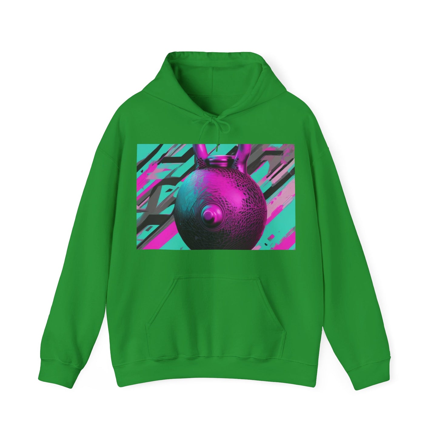 boostlete-mile-by-mile-scene-kettlebell-3d-monoline-1364 — Unisex Heavy Blend Hoodie (G18500)