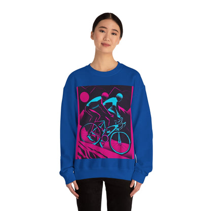 boostlete-rise-grind-scene-cyclist-outline-vector-0868 — Unisex Heavy Blend Crewneck (G18000)