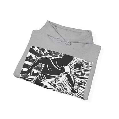 boostlete-field-day-scene-sprinter-halftone-athletic-0248 — Unisex Heavy Blend Hooded Sweatshirt (Gildan)