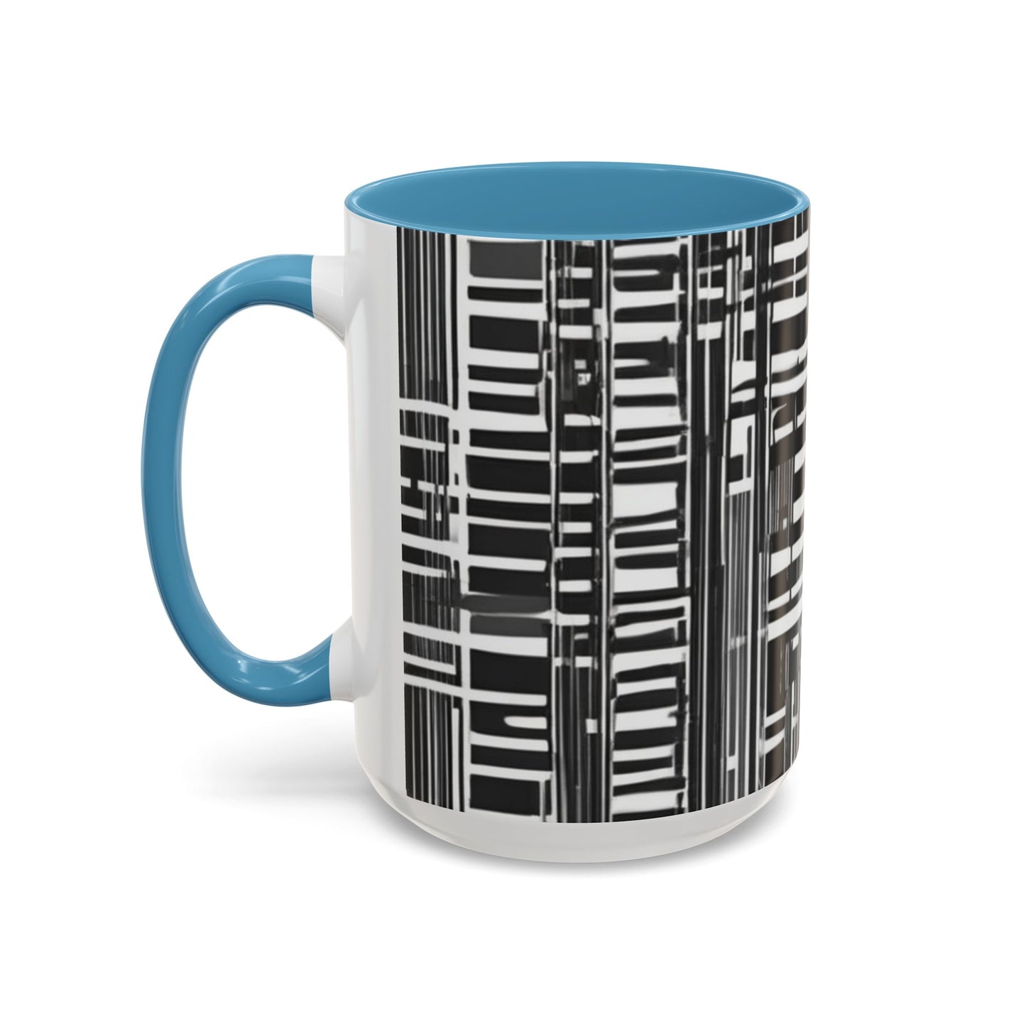 boostlete-iron-intent-pattern-barcode-line-art-0599 — Accent Mug 11/15oz