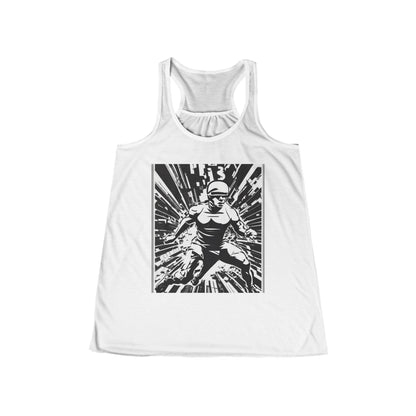 boostlete-field-day-scene-sprinter-halftone-bold-0148 — Women's Flowy Racerback Tank (B+C 8800)