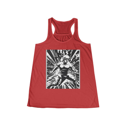 boostlete-field-day-scene-sprinter-halftone-bold-0148 — Women's Flowy Racerback Tank (B+C 8800)