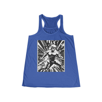 boostlete-field-day-scene-sprinter-halftone-bold-0148 — Women's Flowy Racerback Tank (B+C 8800)