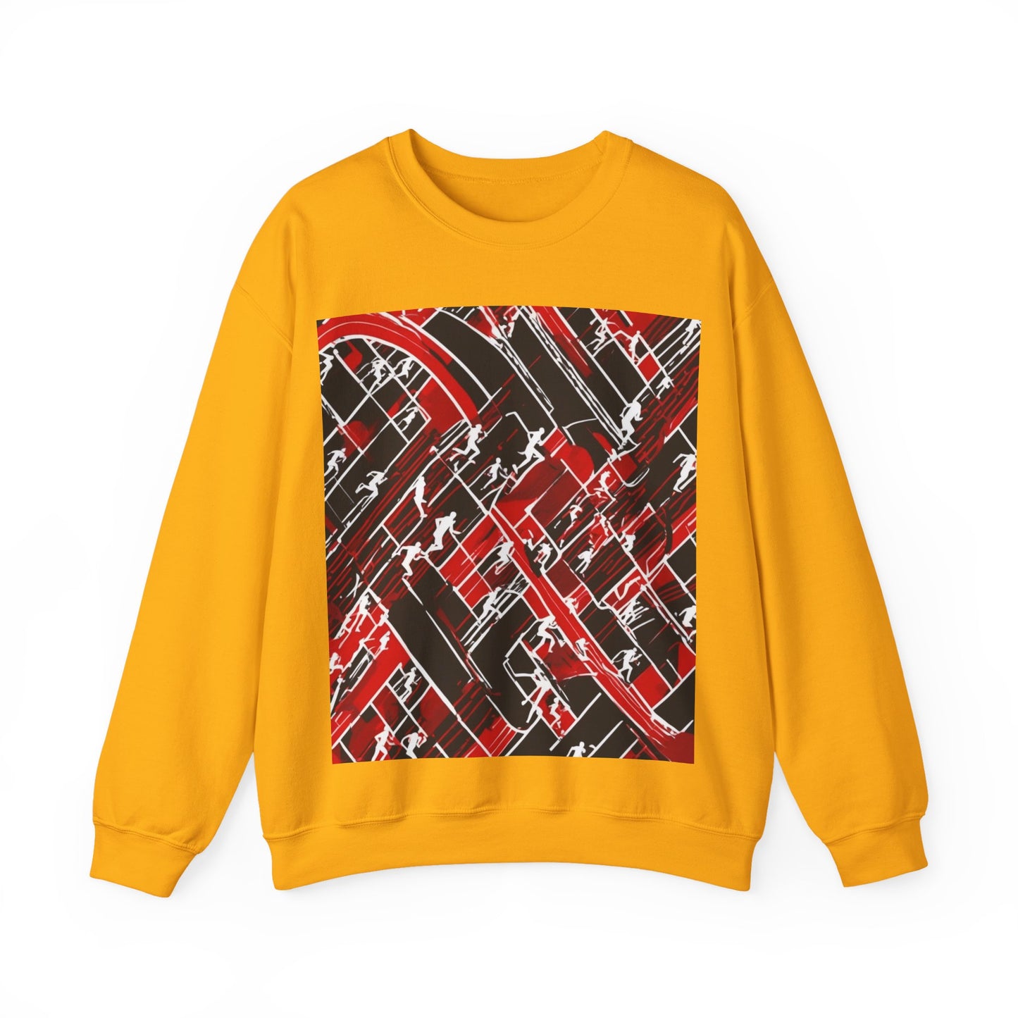 boostlete-pr-season-scene-marathoner-outline-modern-0124 — Unisex Heavy Blend Crewneck Sweatshirt (Gildan)