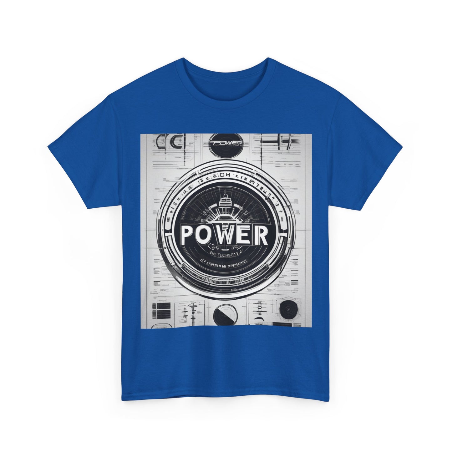 boostlete-boost-mode-type-power-in-quiet-badge-blueprint-0245 — Unisex Heavy Cotton Tee (Gildan 5000)