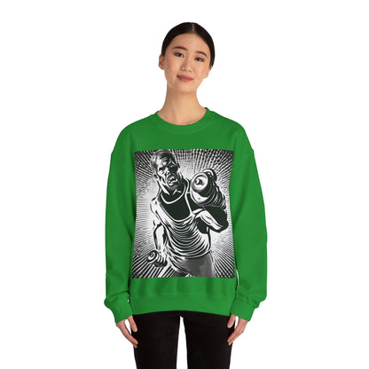 boostlete-pr-season-scene-lunge-halftone-engraved-0096 — Unisex Heavy Blend Crewneck Sweatshirt (Gildan)