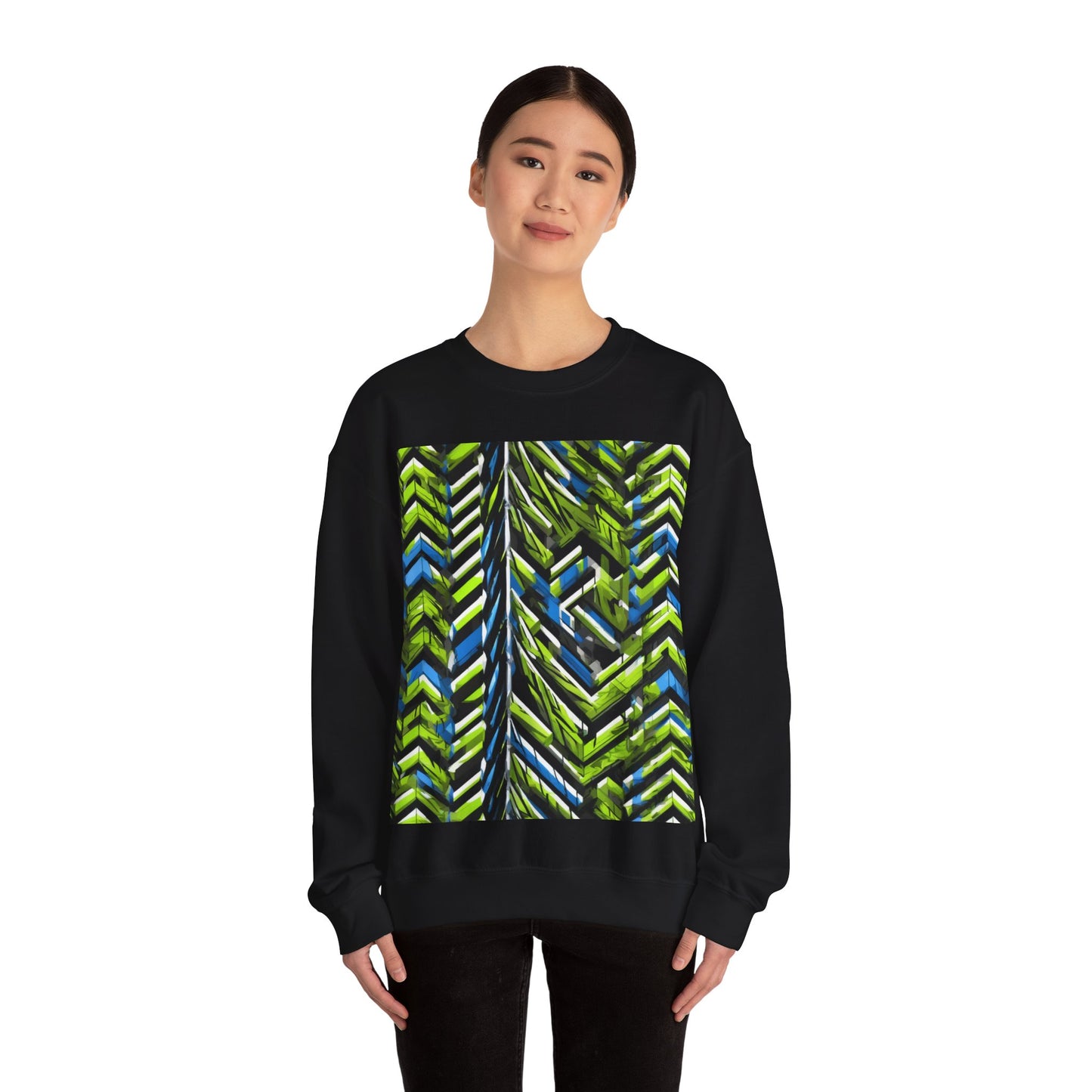 boostlete-rise-grind-pattern-chevron-isometric-0195 — Unisex Heavy Blend Crewneck Sweatshirt (Gildan)